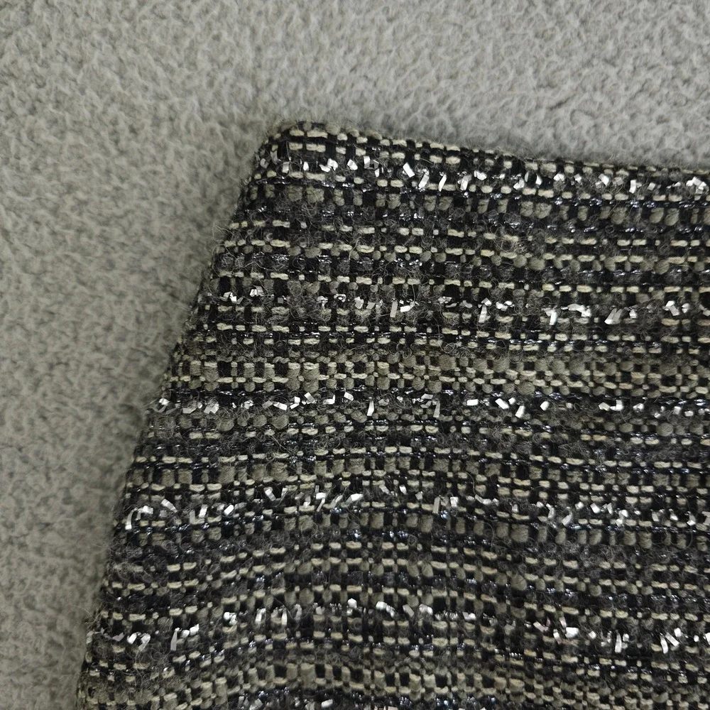 Tory Burch Ada Skirt Women 10 Granite Gray Metallic Tweed A Line Wool Blend Mini